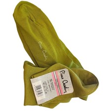 Vintage Pierre Cardin Knee High Socks Chartreuse Olive Green Mod Retro Designer