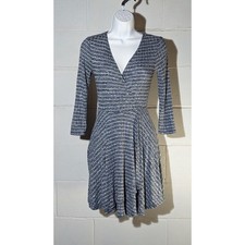 Mossimo Supply Striped Knit Dress V Neck 3/4 Sleeve Fit and Flare Casual Small