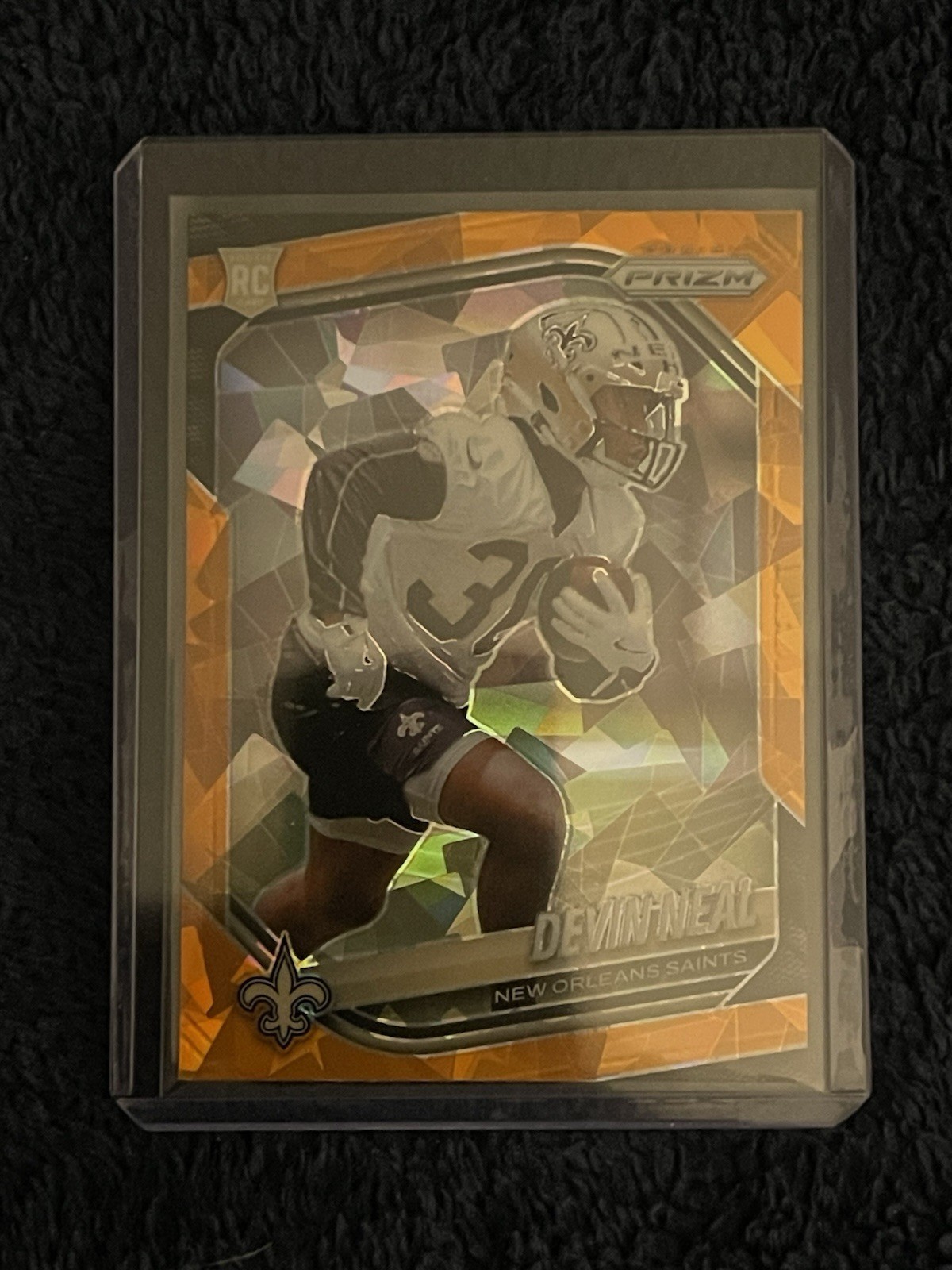 Devin Neal 2025 Panini Prizm #393 Orange Ice Prizm (RC) Saints
