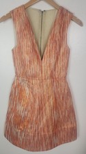 Alice + Olivia Women's Sz. 0 Pacey Lantern Dress In a Stripe Orange