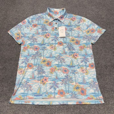 NEW Kenny Flowers Ocean Course Polo Golf Shirt Men Medium Tropical Floral Stretc
