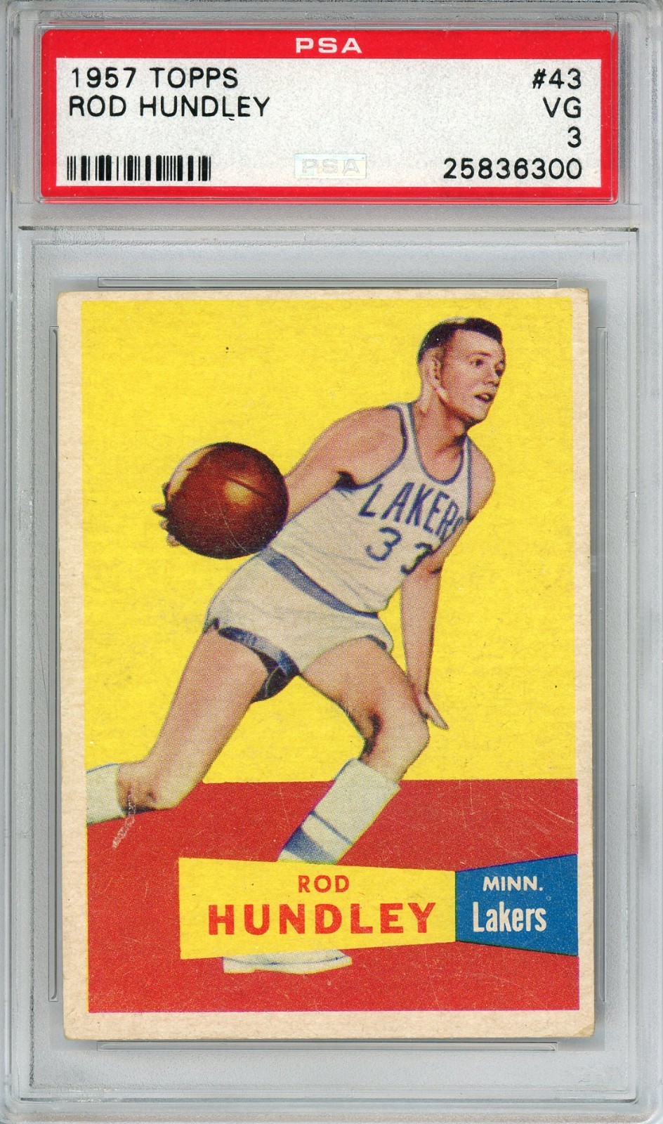 1957 Topps Basketball Rod Hundley #43 PSA 3 VG Minnesota Lakers HOF