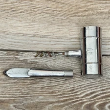 Vintage Chase Bar Tool 2 oz Jigger Ice Hammer Chrome Corkscrew Bottle Opener USA