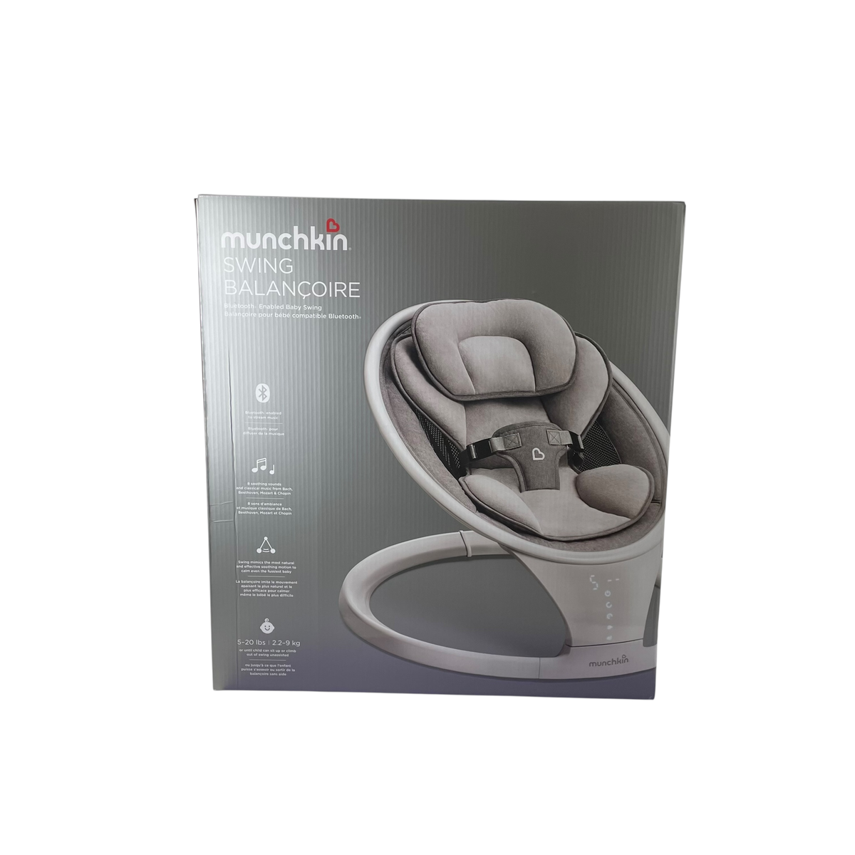 Munchkin MKCA0788 Baby Swing Bluetooth Enabled Rocker White/Grey 