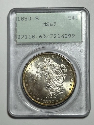1880-S Morgan Dollar Rattler PCGS MS63 As Shown - Nice Rim Toner!