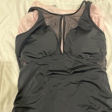 NEW ONE PIECE SWIMSUIT IN BLACK Mesh cutout Flattering Full Coverage XL 16 18