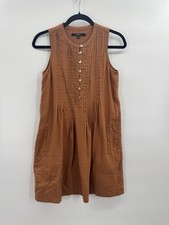 Quince Linen Tunic Dress XS Brown Lagenlook Cottage Minimalist Sustainable Flax