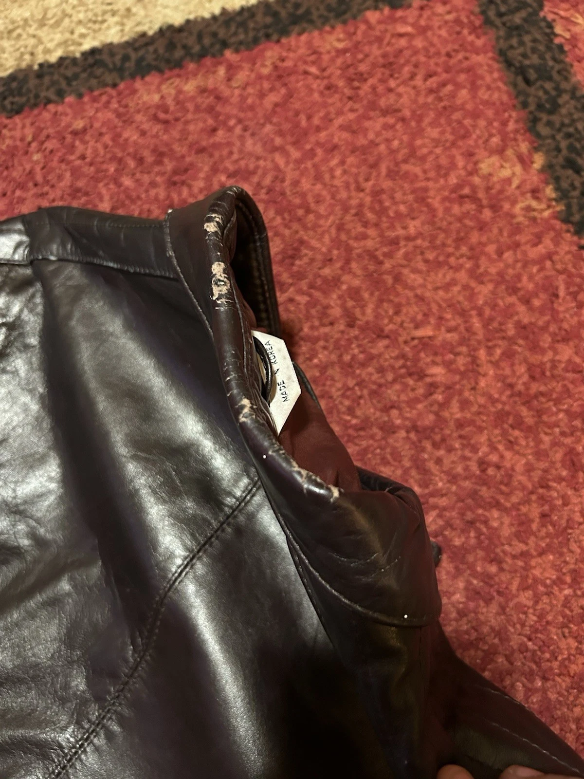 Vintage 1980s Members Only Satin Lined Dark Brown Leather Bomber Jacket Size 36 - product detail image 7