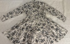 A New Day Floral Shirt Dress Black and White Long Sleeve, Size S NWOT Lined
