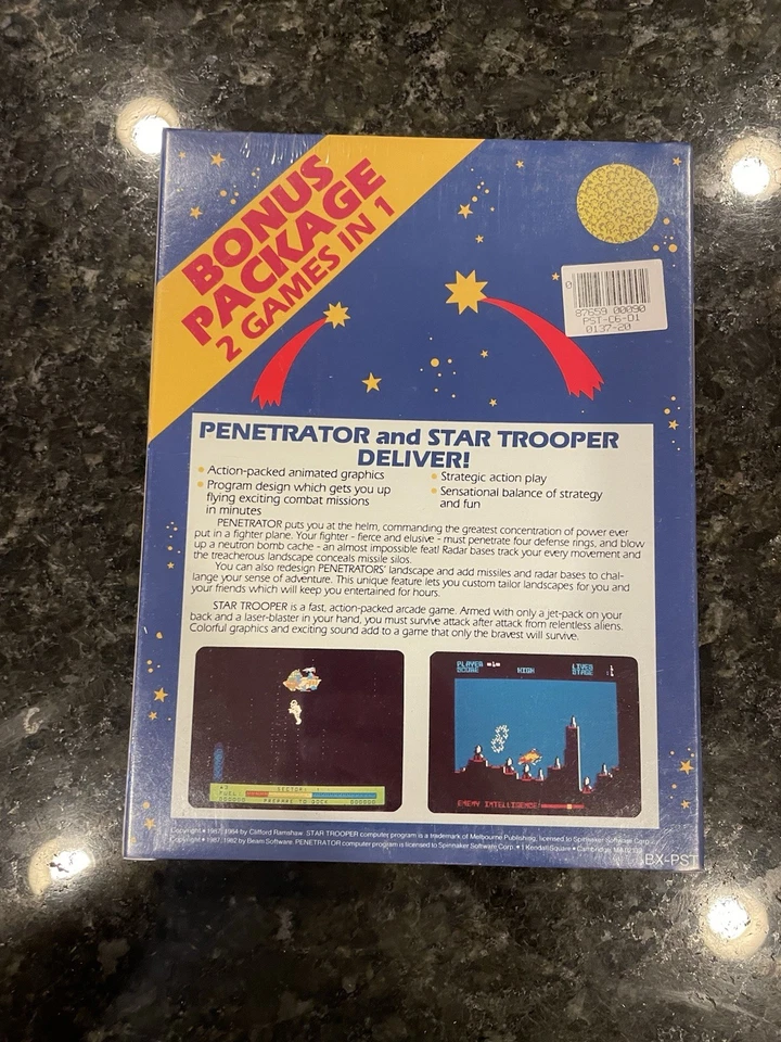 SEALED Commodore 64 - Star Trooper & Penetrator - 2 Games In 1 by Spinnaker  New - Image 2 of 4