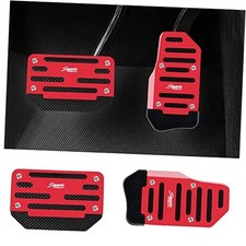 2PCS Automatic Transmission Pedal Covers Kit, Aluminum Alloy Non- 2 PCS Red