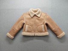 Gap Unisex Kid Jacket L Brown Suede Full Zip Collar Pocket Long Sleeve Outerwear