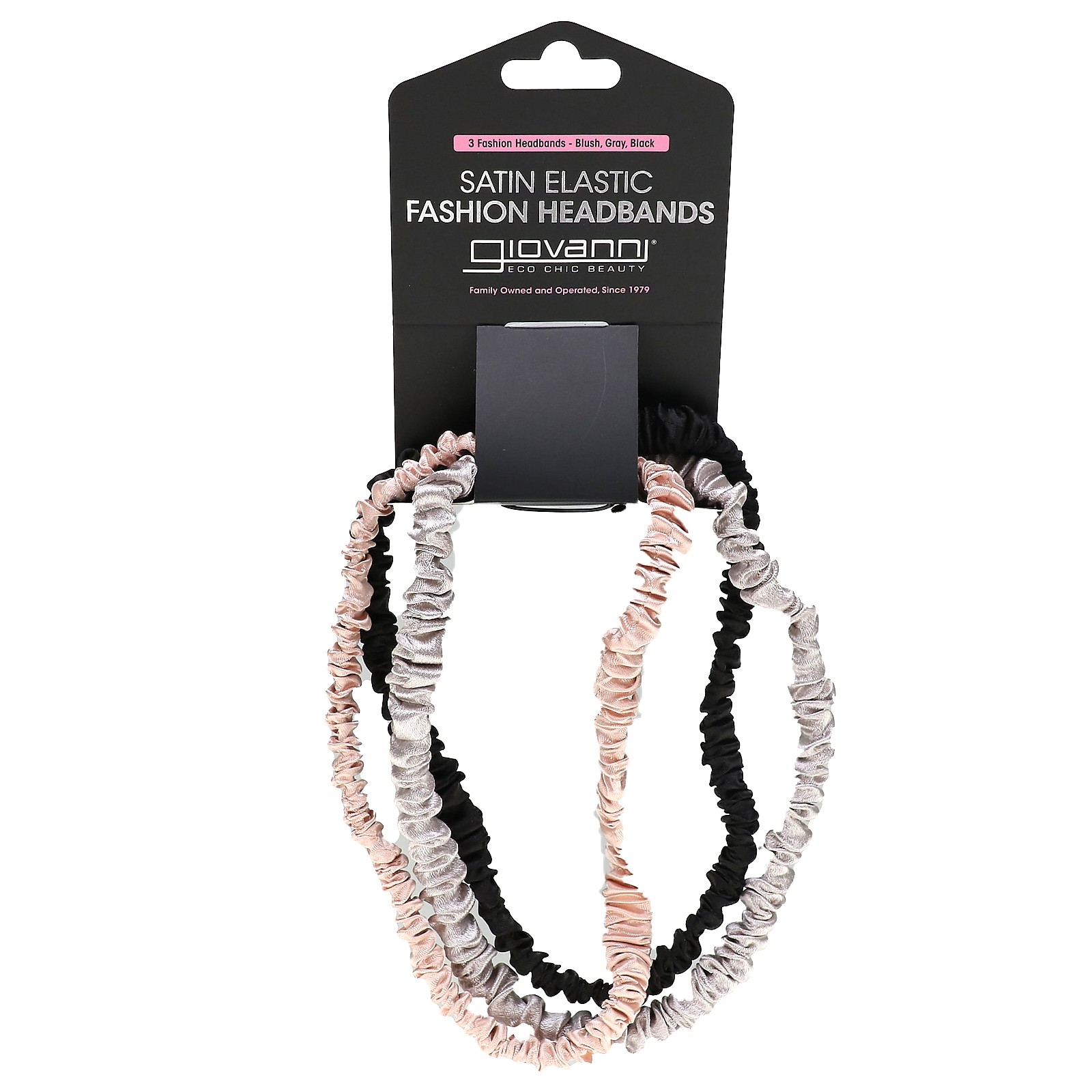 Атласные эластичные модные повязки на голову Розовые Серые Черные 3 повязки на голову 2790₽