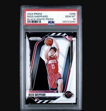 2024 PANINI PRIZM BLACK WHITE PRIZM #268 REED SHEPPARD PSA 10
