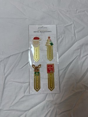 What A Novel Idea 4 Pack Christmas Small Metal Bookmarks Santa Reindeer Bookish