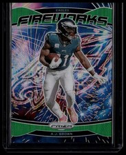 2024 Panini Prizm #13 A.J. Brown Fireworks Green Ice Prizm