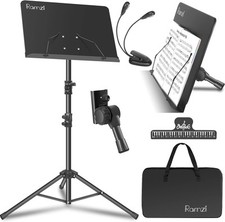 Ramzi Portable 5-in-1 Dual-Use Sheet Music Stand with Light Clip and Carrying