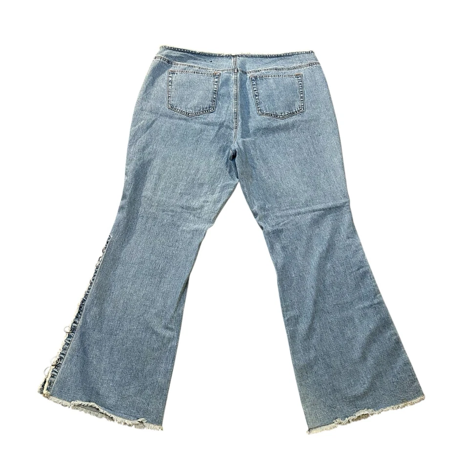 Jeans clubwear perfurado cravejado grunge anos 90 Y2K 42 polegadas cintura feminino 20 - Imagem 4 de 4