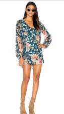 Show Me Your Mumu Donna Michelle Tunic Dress V Neck Multicolor XSmall Floral
