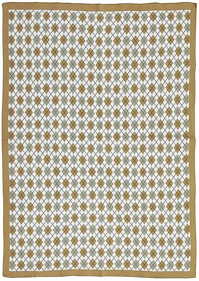 4N NWT Set of 2 BANANAFISH Migi Puppy Play Argyle Cotton Sweater Crib Blanket - Image 2 of 2