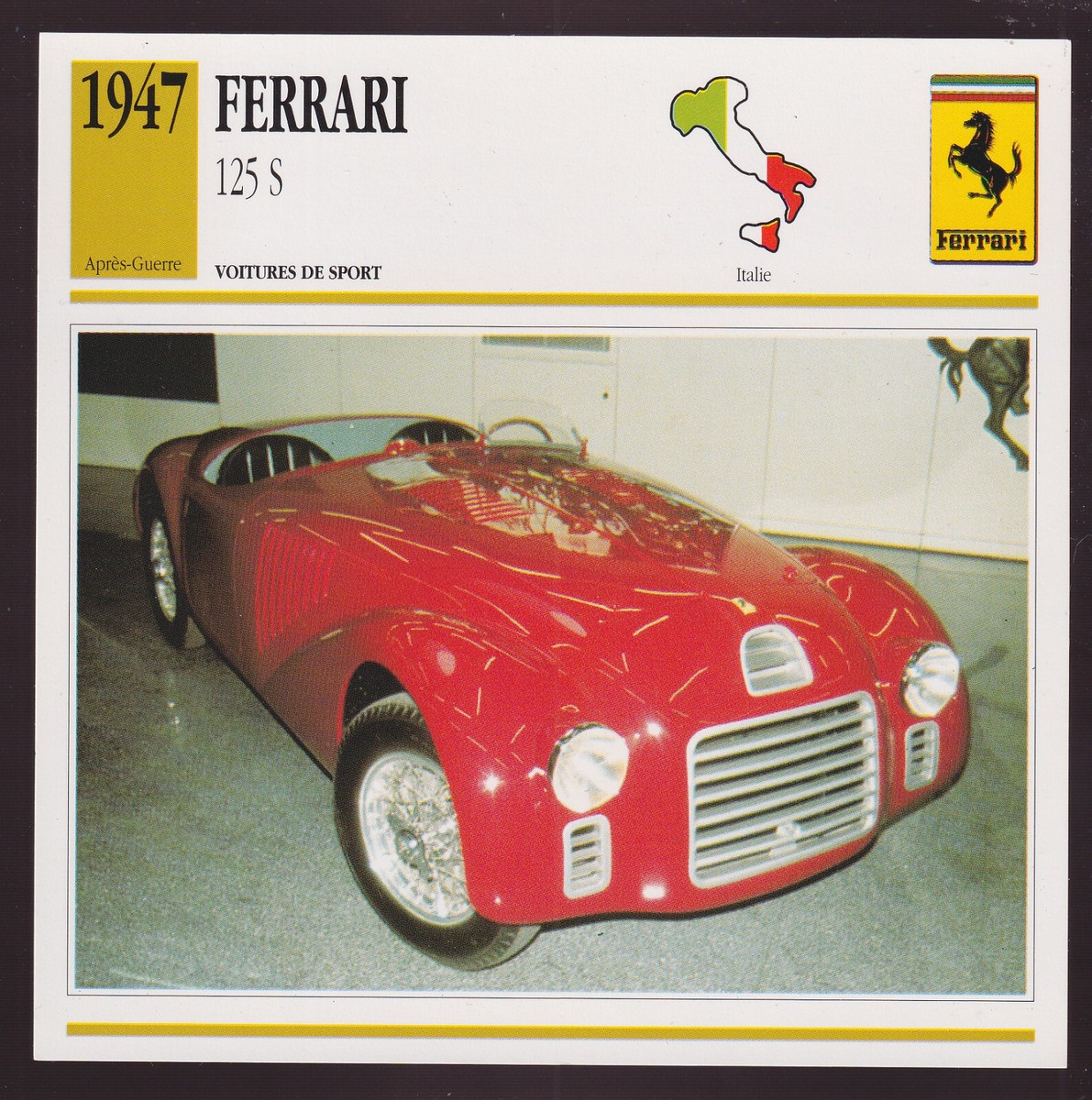 1947 Ferrari 125 S 125S Italian Sports Car Photo Spec Sheet Info
