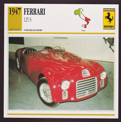 1947 Ferrari 125 S 125S Italian Sports Car Photo Spec Sheet Info