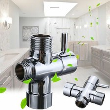 3-Way Brass Diverter 7/8" T-Adapter With Valve Toilet Bidet Sprayer Shower Head