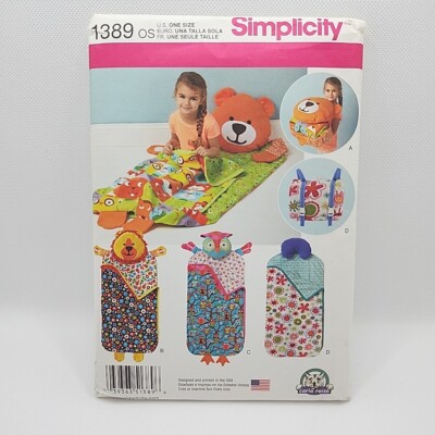 Simplicity 1389 Childs Sleeping Bag Nap Pack Blanket Pillow Sewing Pattern Uncut