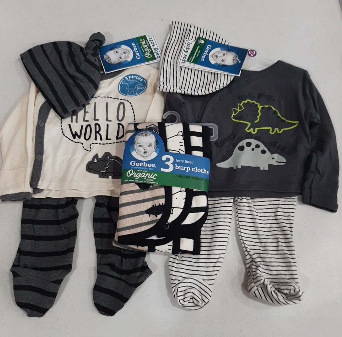 Gerber Baby Boy's Piece Gift Set Size 0-3 Months Dino Take Me Home, Burp  Cloth