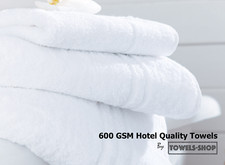 600 GSM White Hotel Quality Towels | 100% Organic Cotton | Discounted Prices 