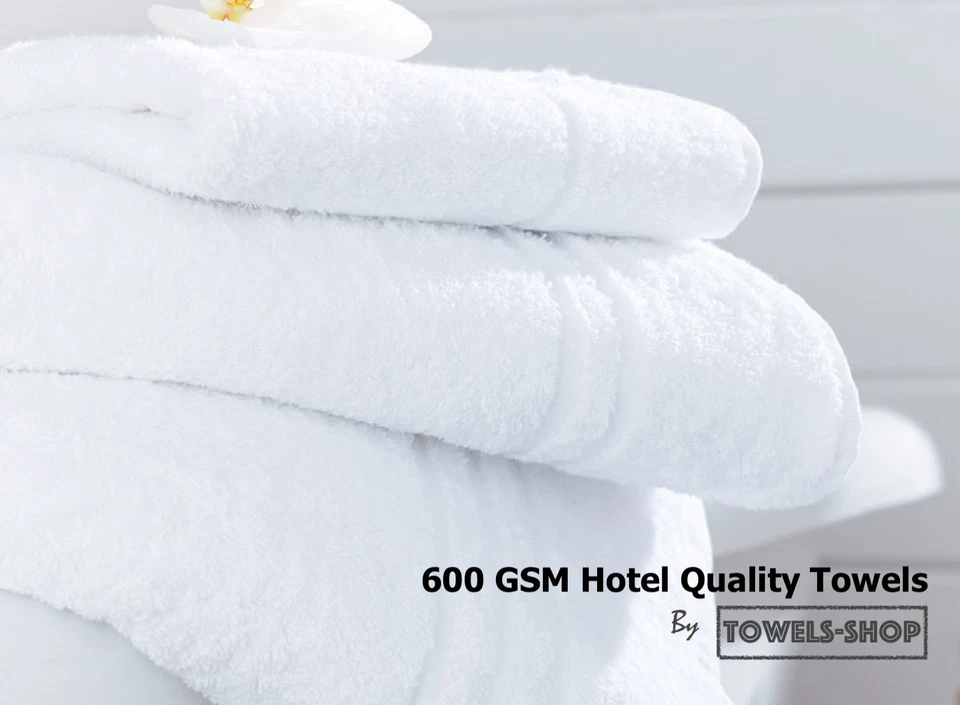 600 GSM White Hotel Quality Towels | 100% Organic Cotton | Discounted Prices
