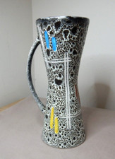 MID CENTURY GERMAN RETRO POTTERY HANDLED VASE 19.5cm HIGH