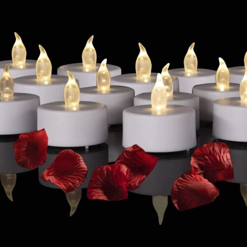 12-Pack Battery-Operated Tea Light Candles Flickering Flameless LED Lights Warm