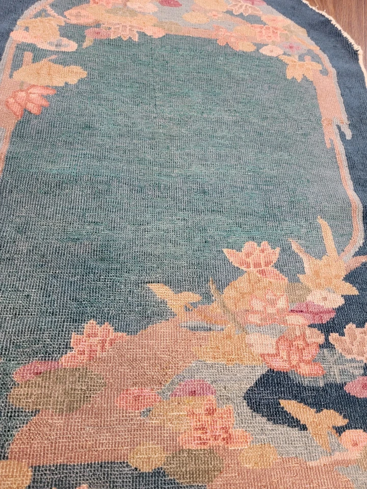 Hermosa alfombra china Art Deco auténtica anudada a mano tamaño 2'6"x4'6" Cir 1920 Foto 4 de 4