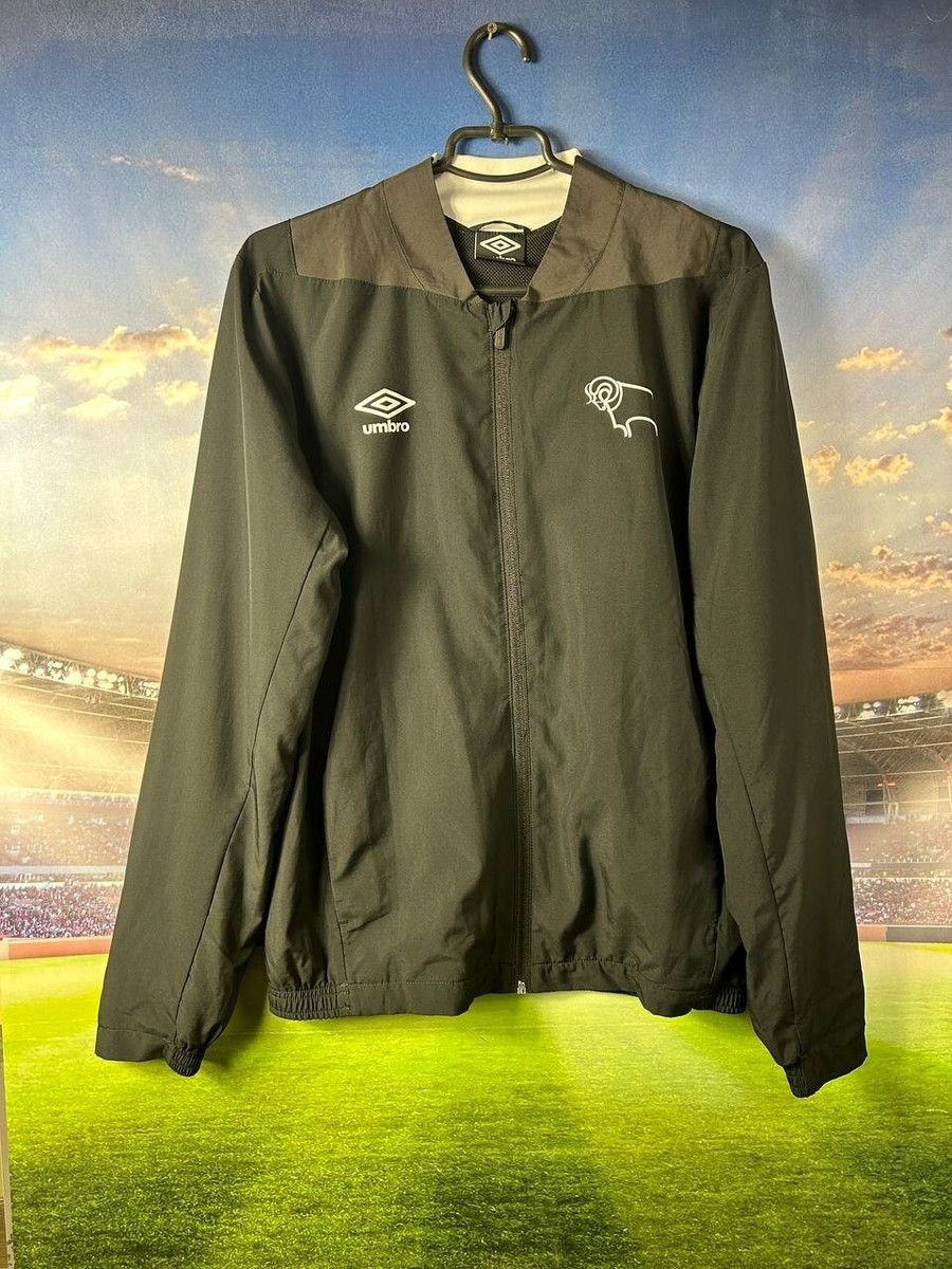 Derby County Training Football Soccer Jacket Black Umbro Men Size M