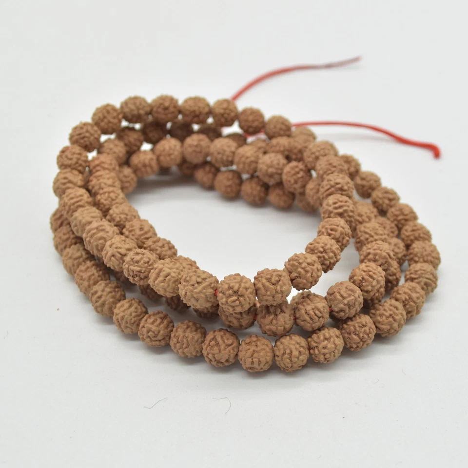 Rudraksha Rondelle Barrel Wood Beads - 108 Mala Prayer Beads 7mm 8mm 9mm 11mm - Image 3 of 4