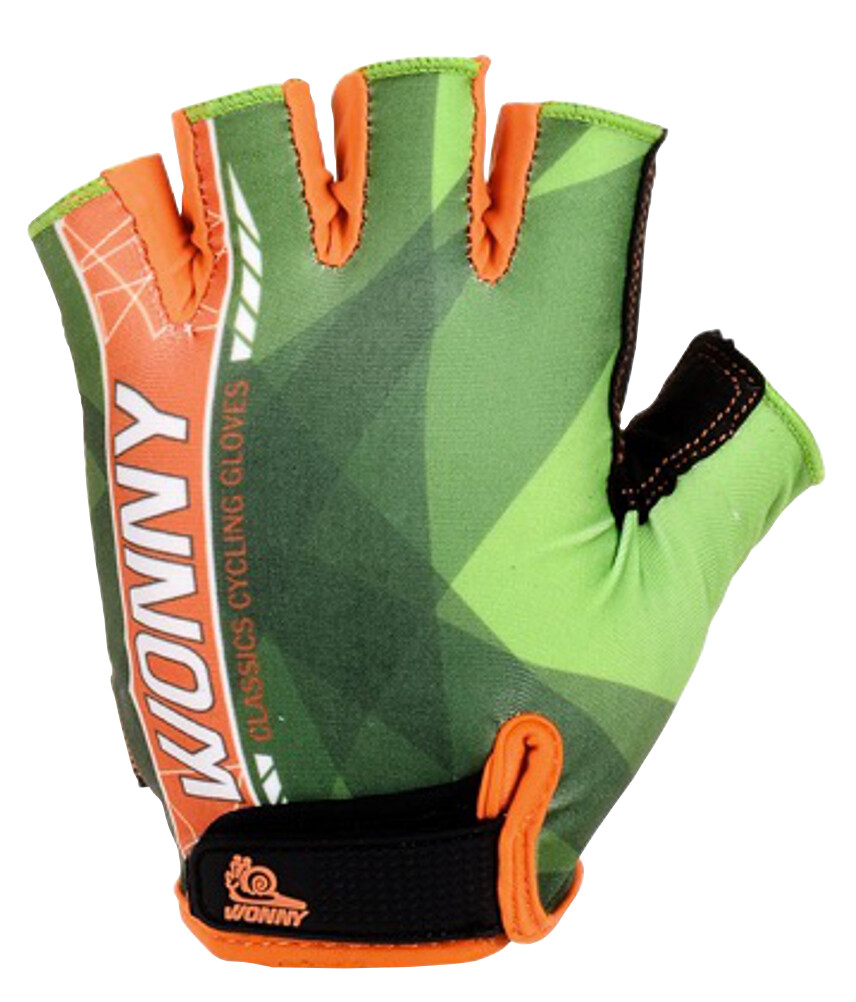Gel Padded Half Finger Fingerless Gloves Unisex Blue Orange