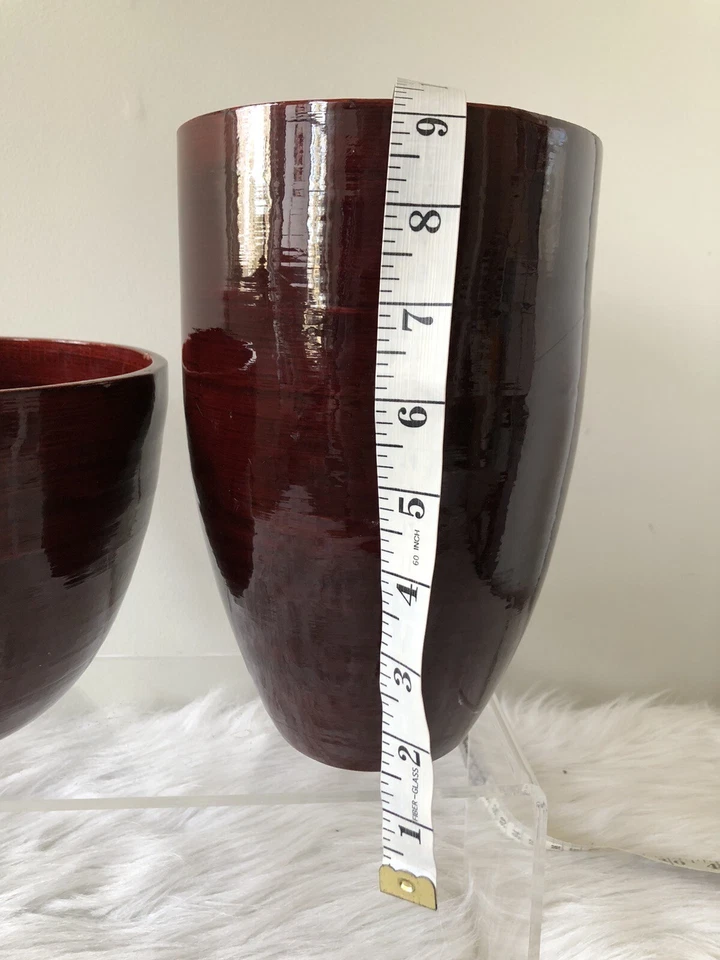 Juego artesanal de tazón y jarrón LifeStyles by Sixtrees de madera de bambú de 18" Foto 4 de 4