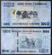 Rwanda 1000 Francs 2019 P 39 UNC NEW Banknote