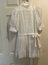 VTG Ruth Of Carolina Girls Size 7 Puff Sleeve White Drop Waist Dress