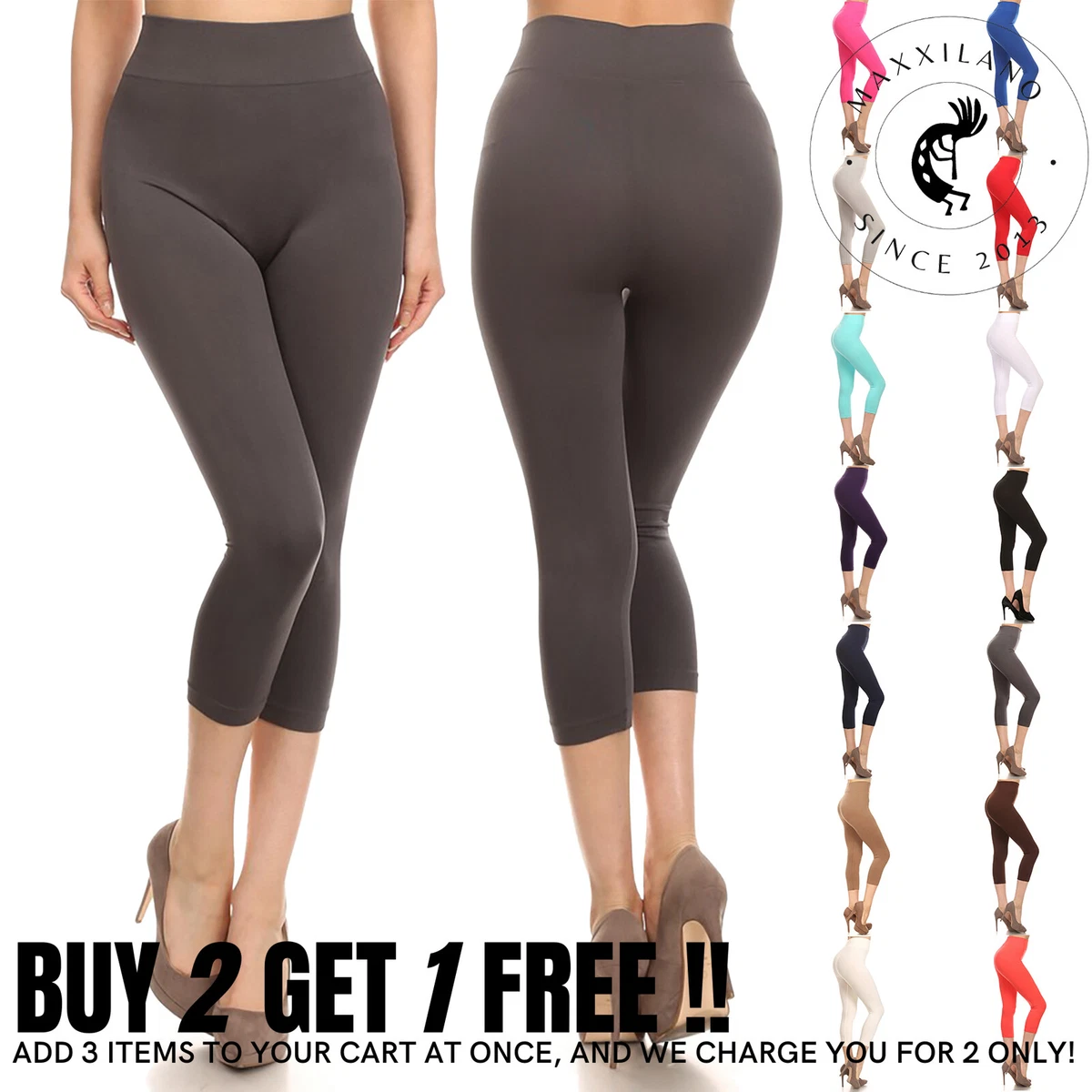 Womens Capri Pants Seamless Stretchy Buttery Soft Yoga Gym Leggings One Size