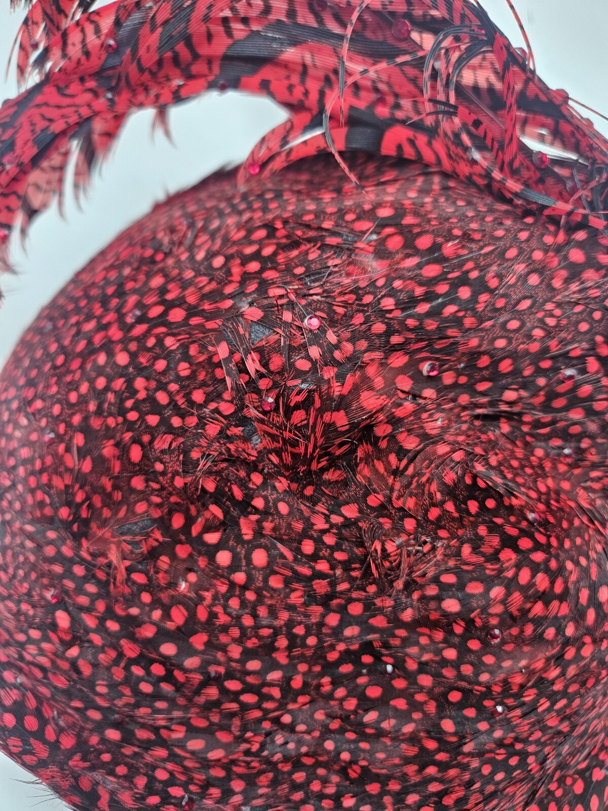 Vintage jack mcconnell women's red feather Hat Lot Black Red Need Tlc image 3