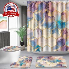 Cortinas De Ba o Set Completo Juego 4 Pieza Para Ducha Bano Elegante M rmol NEW