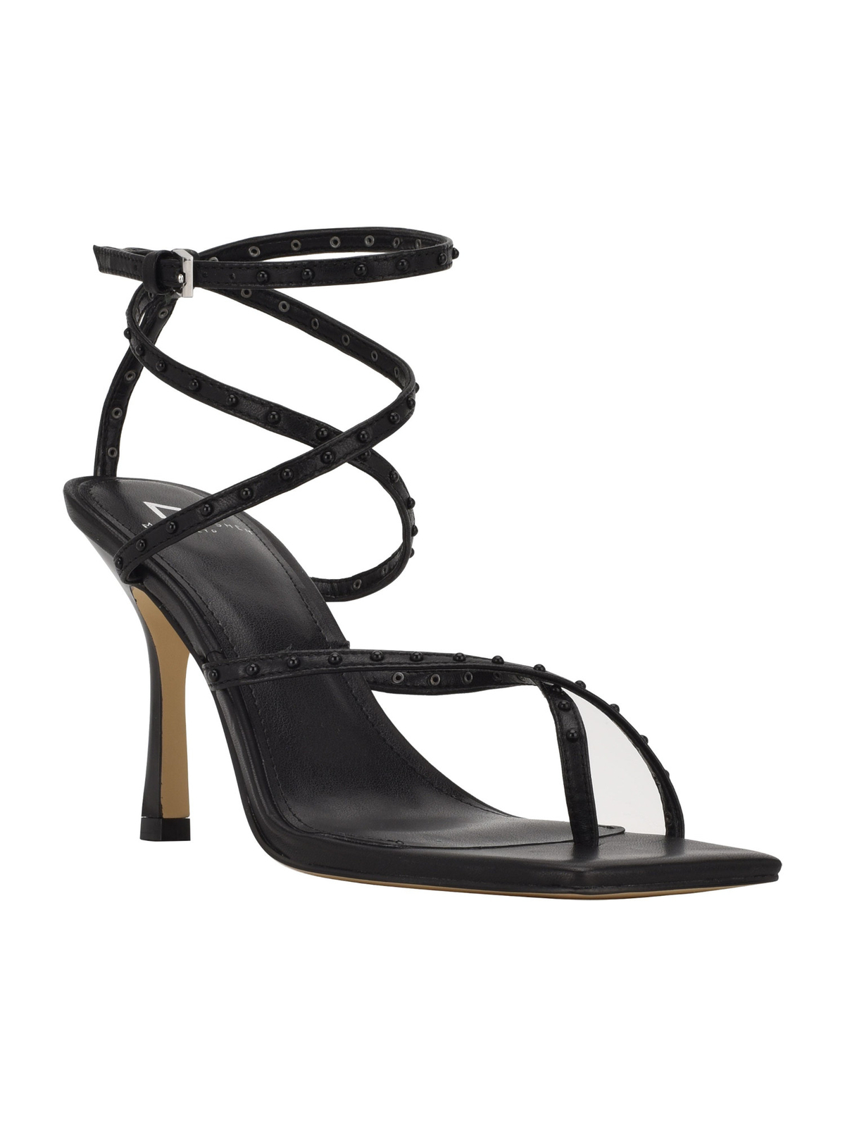 MARC FISHER Женские черные кожаные босоножки на каблуке-шпильке с квадратным носком Dallin, размер 5,5 м