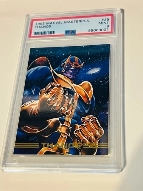 Marvel Masterpieces Tarjeta de Cómic Sky Box 1993 PSA 9 COMO NUEVO Guante Thanos Avengers #35 Foto 2 de 3