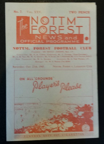1945 Football Programme Nottingham Forest v Leicester City 27th October - Picture 9 of 11