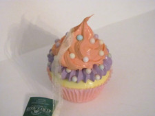 NWT KURT ADLER SOFT FOAM CUPCAKE ORNAMENT  PEACH  PURPLE FROSTING