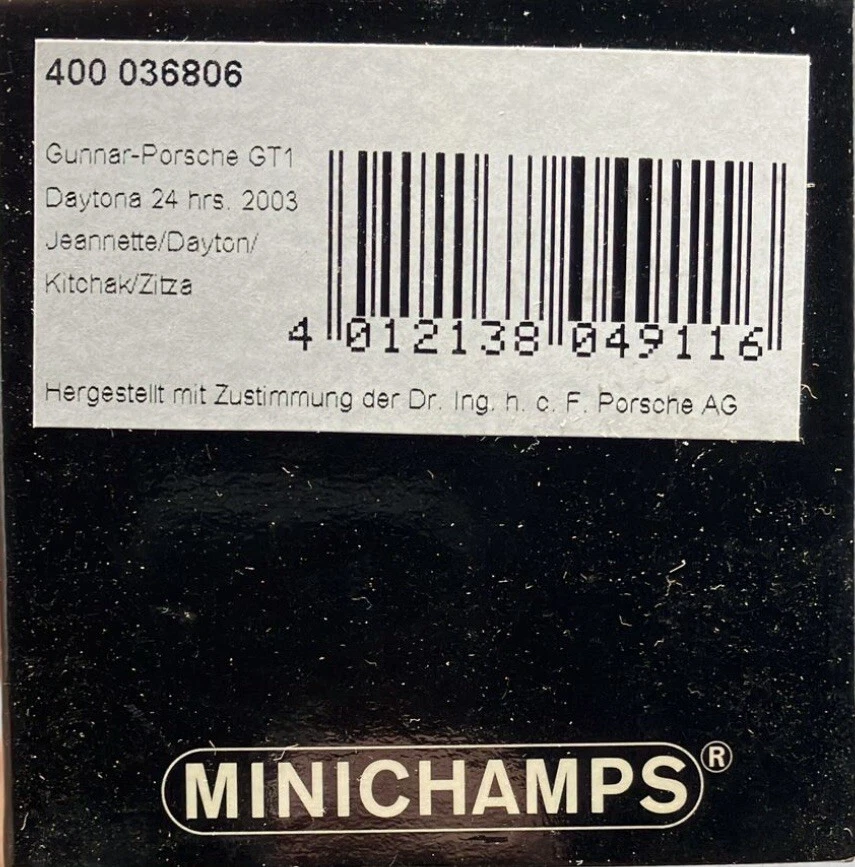 Kitchak Minichamps 1/43 Gunnar Porsche GTI Daytona 24 Hs 2003 400036806 Foto 4 de 4