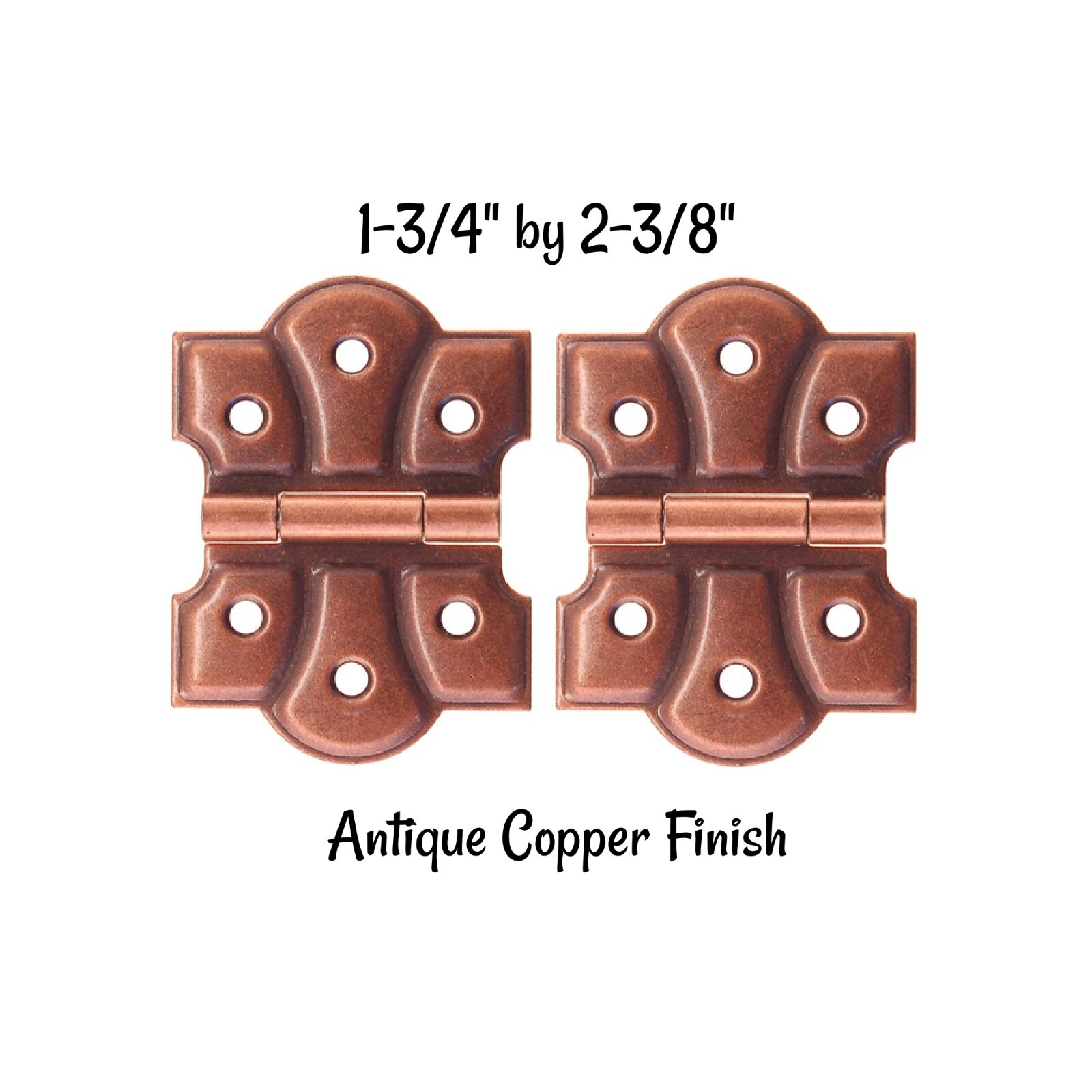 Pair of Embossed ornamental hinges Antique Copper Finish Antique Vintage Style