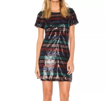 Devlin Womens Sparkly Short Sleeve Knee Length Dress Size Medium